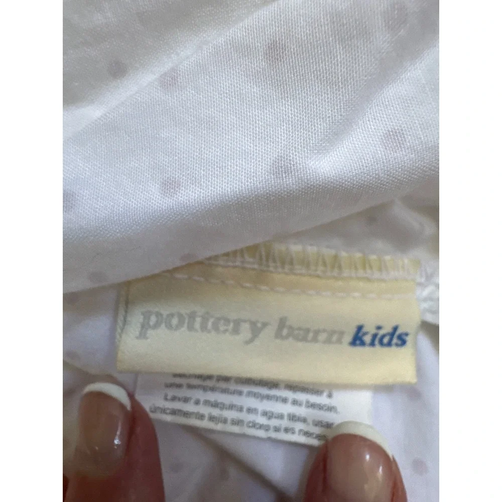 Pottery Barn Kids White Gray Polka Dot Cotton Fitted Crib Sheets Set of 2